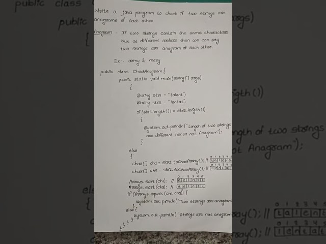 java program to check if two strings are anagram or not#string#java#interview#anagram#program