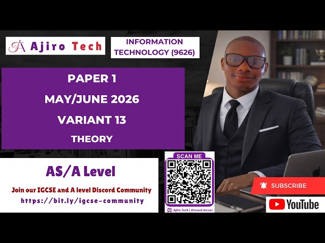 AS Level Information Technology (9626) Paper 1 Theory May June 2026 Variant 13