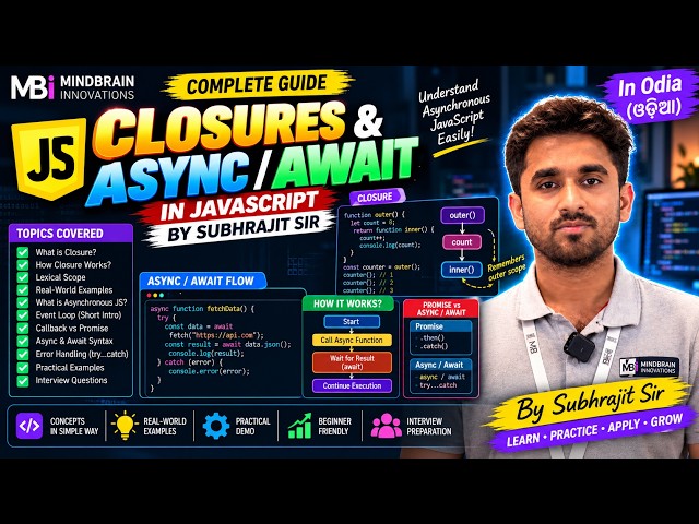 JavaScript Closures & Async/Await Explained | JavaScript in Odia | Subhrajit Sir