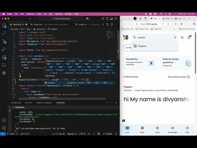 How add Google Fonts in Next JS