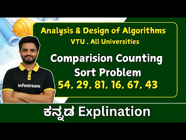 Comparision Counting sort problems  | Analysis and Design of Algorithms  | VTU & All universities