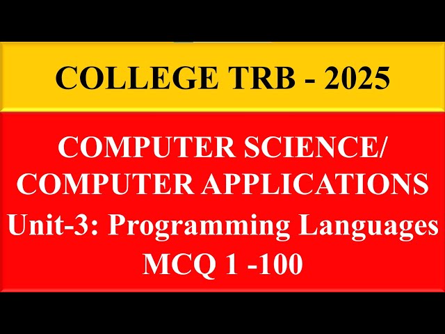 Arts College TRB Exam | Computer Science | Unit-3 Programming Language MCQ 1-100 | Madhu Multi Max