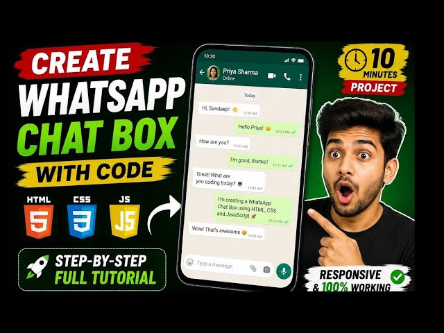 How to Create a WhatsApp Chat Box Using HTML CSS & JavaScript | Step-by-Step #HTML #CSS #JavaScript