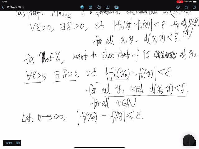 [Real Analysis]Problem 33: Properties of continuous functions and equicontinuous functions