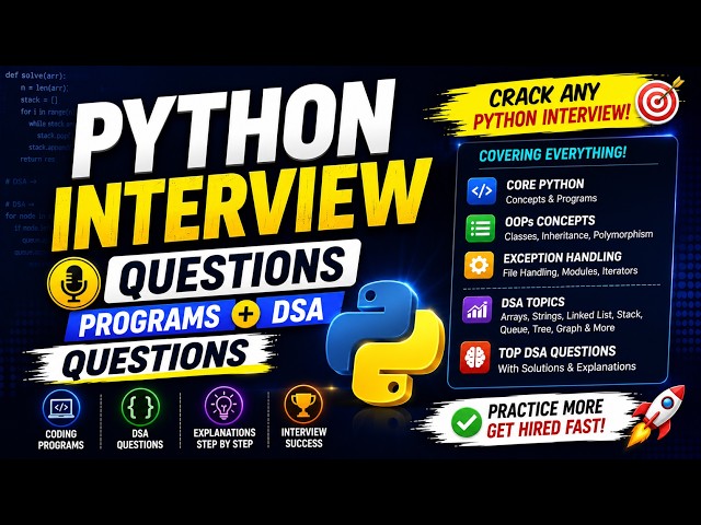 🐍 **Python Interview Questions + Programs + DSA Questions | Complete Interview Preparation**
