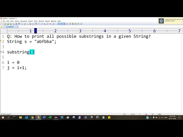 All substrings of String