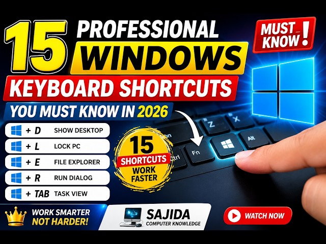 15 Windows Keyboard Shortcuts You MUST Know in 2026! 💻🔥 | Work Faster Like a Pro #computerbsa #excel