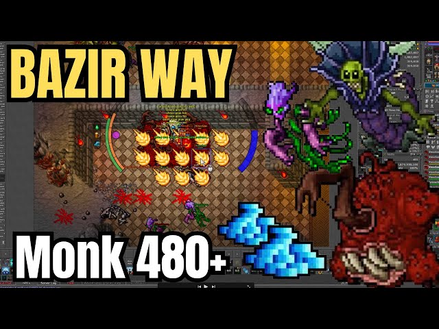 Tibia Monk Solo 480+ way to Bazir (Bestiary & Profit)