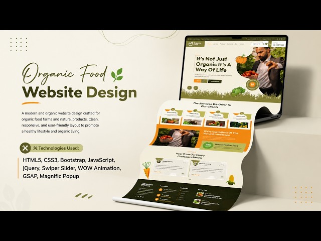 Organic Food Business Website Design in HTML CSS & Bootstrap | Modern Responsive Template