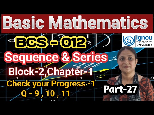 BCA Basic Mathematics | BCS-012 Maths | Part-27 Arithmetic Progression | #bcs012 #ignou #ignoubca