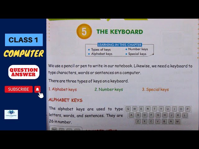 Computer || Class 1 || Chapter 5 || The Keyboard Q&A