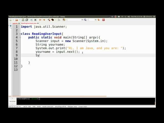 Introduction to Programming using Java: 3. Accepting User Input + String Concatination
