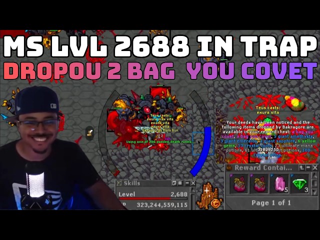 TEUZIN MS LVL 2688 PERDEU GIFT E FOI..., DROPANDO 2 BAG SEM BOSS BONUS, MATTS REI DOS DROPS, #tibia