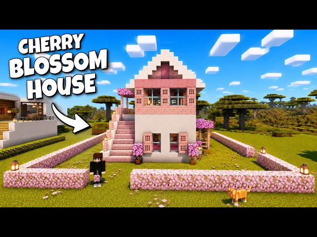 Minecraft Easy Cherry Blossom House Tutorial 🌸 #minecraftbuilding #minecraft #minecrafttutorial
