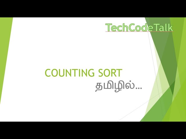 Counting Sort -Explained in Tamil- Easy