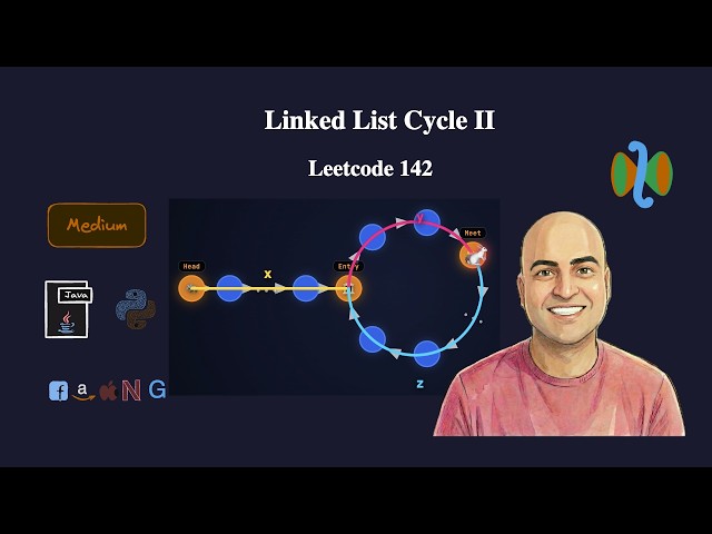 Linked List Cycle II — Leetcode 142 | Floyd Tortoise & Hare (Java & Python)