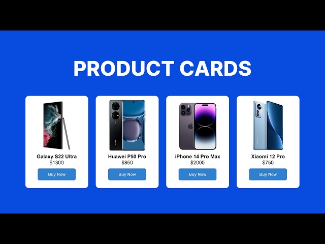 Responsive Product Cards Design using HTML and CSS.
