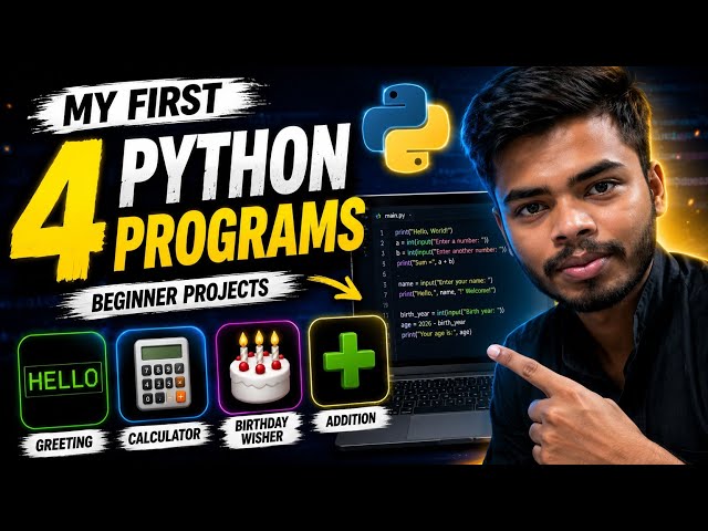 Python Learning Journey Day 3 🚀 | Built My First 4 Python Programs | Beginner to Pro