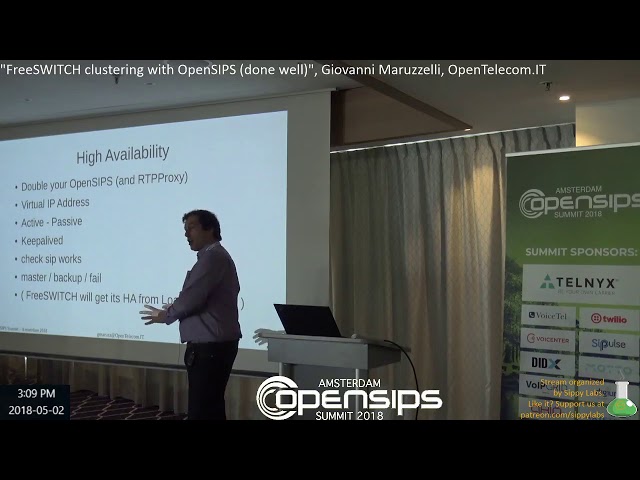 "FreeSWITCH clustering with OpenSIPS (done well)". Giovanni Maruzzelli, OpenTelecom.IT