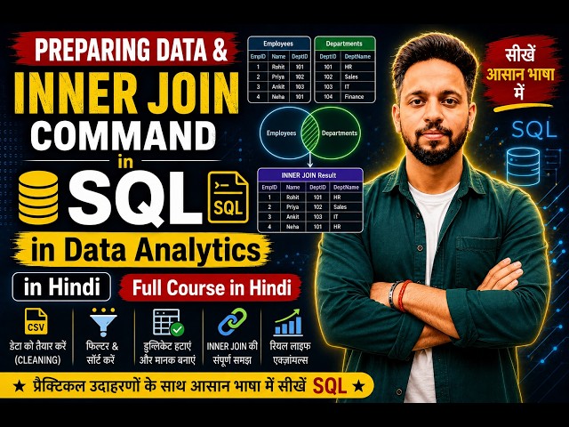Preparing Data & INNER JOIN Command in SQL for Data Analytics | Full Course