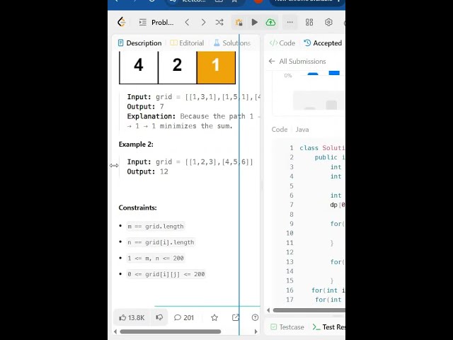 LeetCode #64 Minimum Path Sum 🚀 | Dynamic Programming Grid Trick Explained