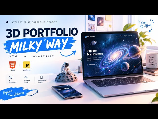 BUAT 3D PORTFOLIO WEBSITE DENGAN MILKY WAY GALAXY ANIMATION | HTML CSS JAVASCRIPT | FREE SOURCE🚀 