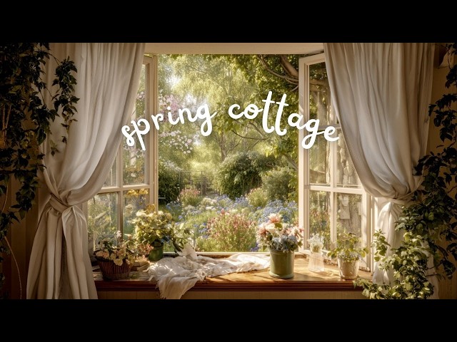 Spring Ambience at the Cottage 🌷 Joyful Birdsong, Crickets & Room ASMR