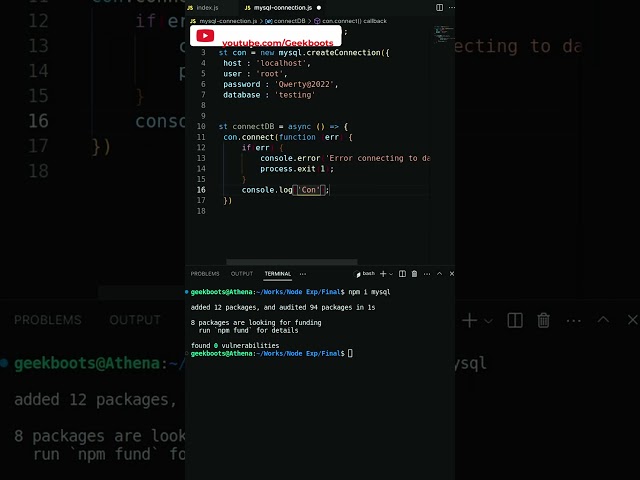 Connecting Node.js with MySQL: Step-by-Step Guide for Beginners | Nodejs Tutorial | Geekboots