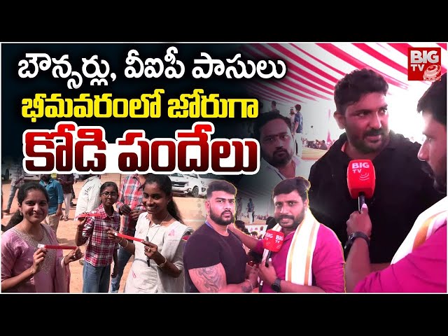Bhimavaram Kodi Pandalu 2026 | కోడి పందేల్లో బౌన్సర్లతో హై సెక్యూరిటీ | Konaseema Samkranthi | BIGTV