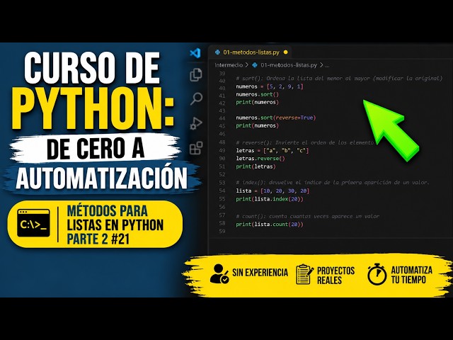 Curso de Python: De Cero a Automatización #21 | Métodos para Listas en Python Parte 2 | 2026