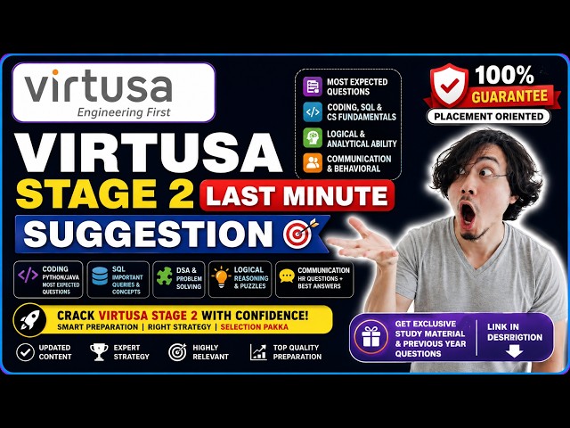 Virtusa Stage 2 Last Minute Suggestion Questions & Answers 💀😍 | Oncampus Assessment Test 2027