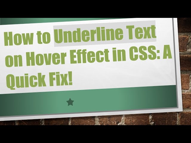 How to Underline Text on Hover Effect in CSS: A Quick Fix!
