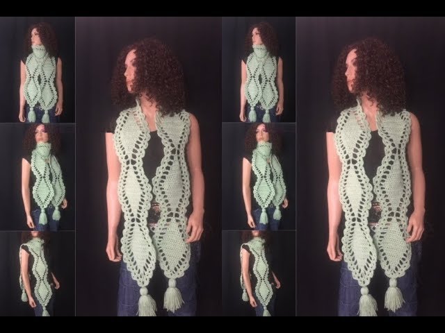 How to Crochet Diamond Scarf with a Lace Edging Pattern #365│by ThePatternFamily