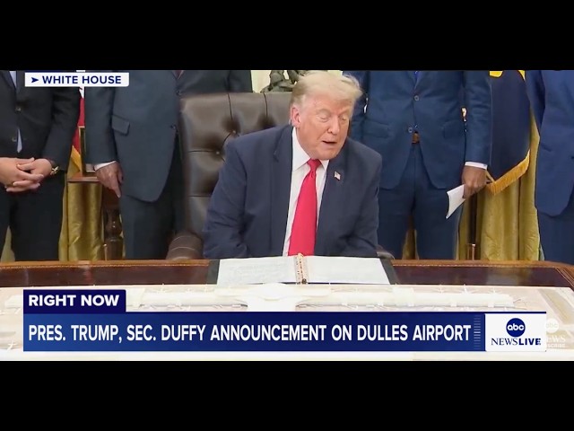 President Trump, Transportation Sec. Duffy make announcement on Dulles International Airport: LIVE