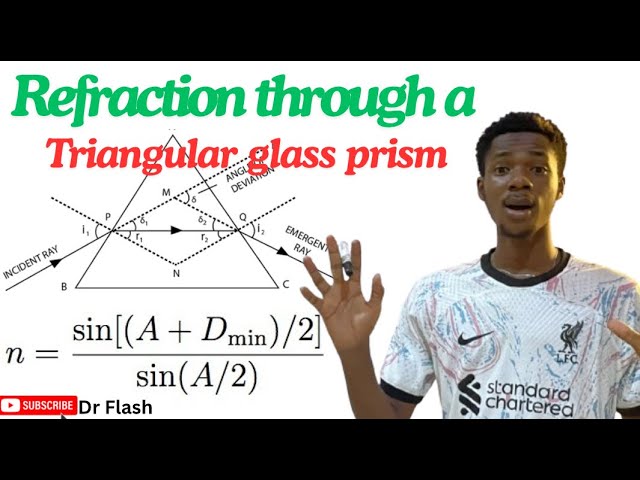 Refraction of light through a triangular glass prism. Derivation of formulae!