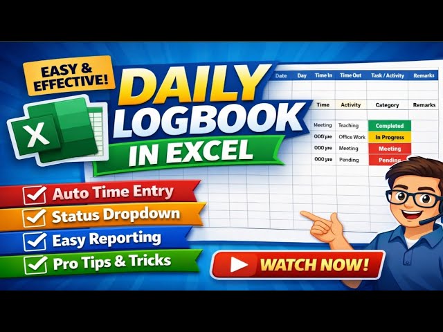 How to Create an Efficient Daily Logbook in Excel | How to Make Professional Daily Logbook in Excel