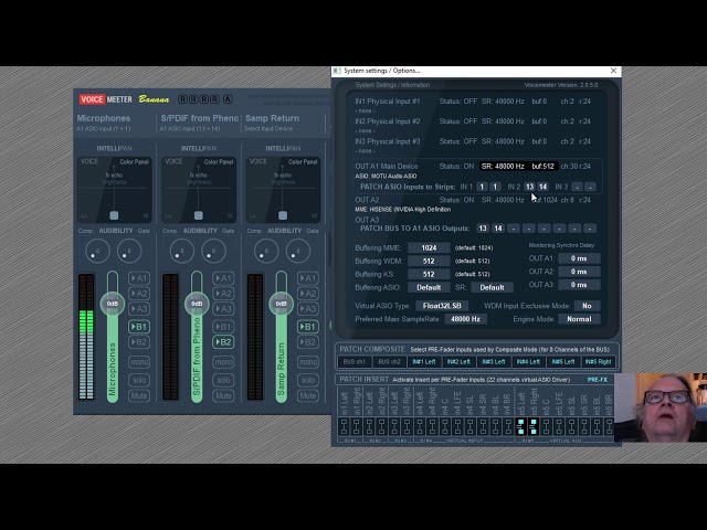 Using Voicemeeter to interface DAW through ASIO hardware and a "loopback" cable to Zoom, Skype, OBS