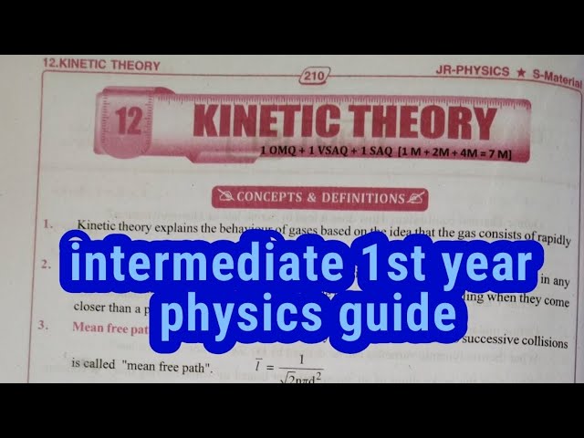 Intermediate 1st year physical science 12th lesson kinetic theory workbook, material 