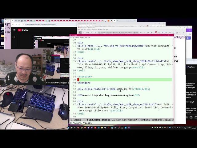 Xah Talk Show Ep801. Unicode food, bubba milk tea, emacs, deno bundle minify JavaScript...
