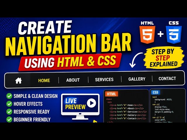 Create Navigation Bar Using HTML & CSS | Step-by-Step Practical Tutorial | ITI COPA Web Design