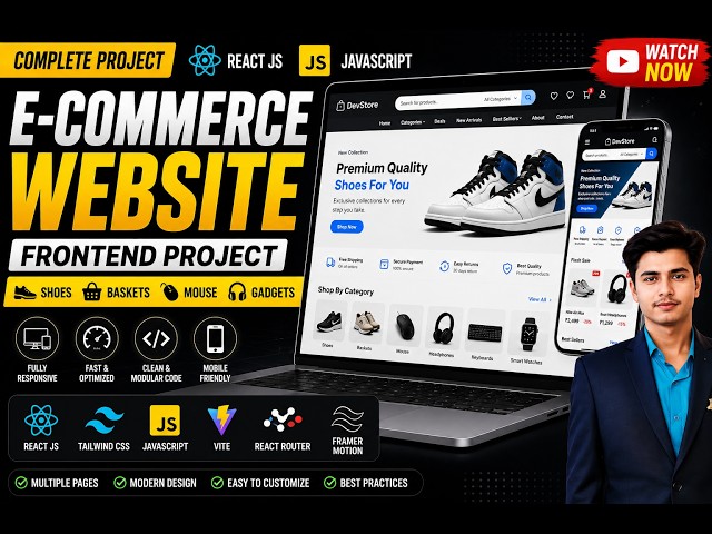 Build a Premium E-Commerce Website Frontend in React JS | JavaScript + Tailwind CSS | Complete