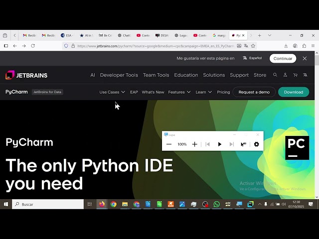 Create a project in Pycharm and alternatives to programming Python CDYPC 1 Bachillerato IES Monte...