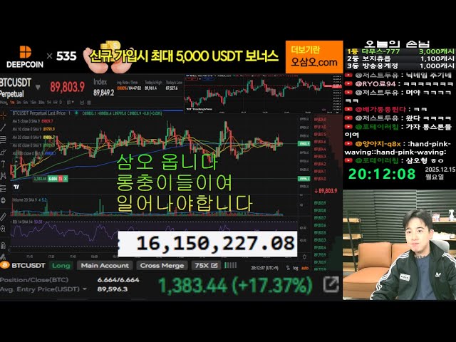 [코인선물] 오삼오 ㅣ롱100배 그냥 들어눕자..ㅣ 비트코인 실시간 라이브 방송