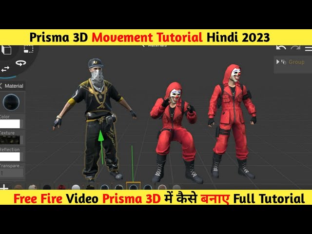 How to make Free Fire Cartoon in Prisma3D | How to do Character Movement Full Tutorial Prisma3D