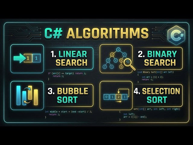 Searching & Sorting Algorithms in C# | Linear, Binary Search, Bubble & Selection Sort (.NET)