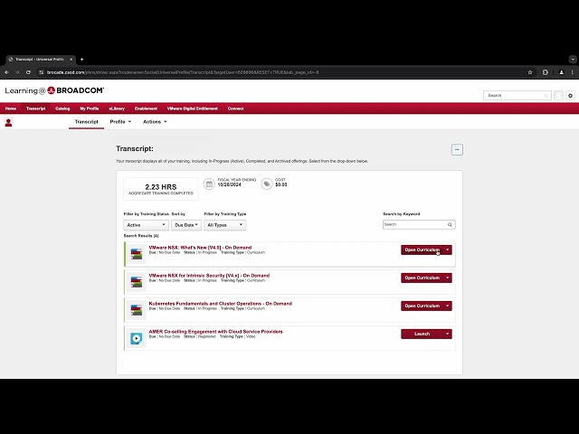 VMware Digital Learning - Find Your Transcript