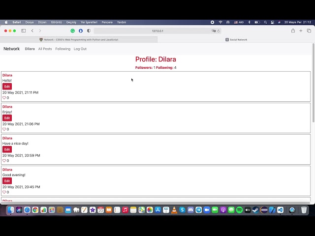 CS50’s Web Programming with Python and JavaScript - Network - Project 4