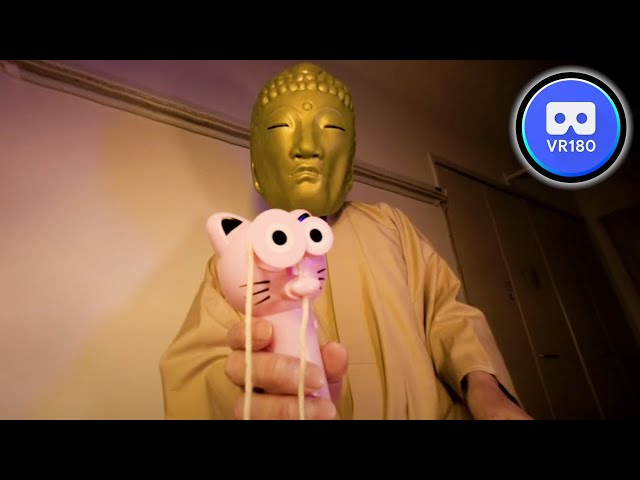 ASMR Meditation Buddha who manipulates a pig that spits threads VR180 4K60P Binaural