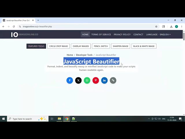 JavaScript Beautifier by ImageOnline.co : Free Online Formatter Tutorial