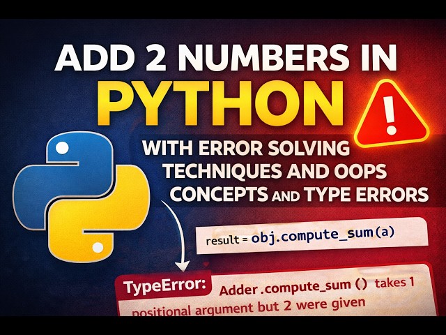 Add 2 Numbers in Python | OOP Concepts, TypeErrors, self Explained + Terminal Execution